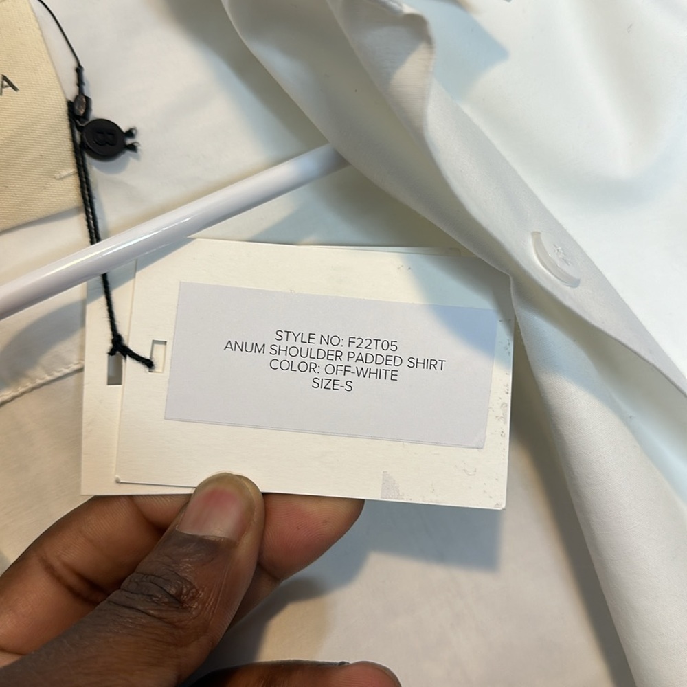 BOUGUESSA Anum Shoulder Padded Off-White Shirt Sz S - Picture 7 of 11